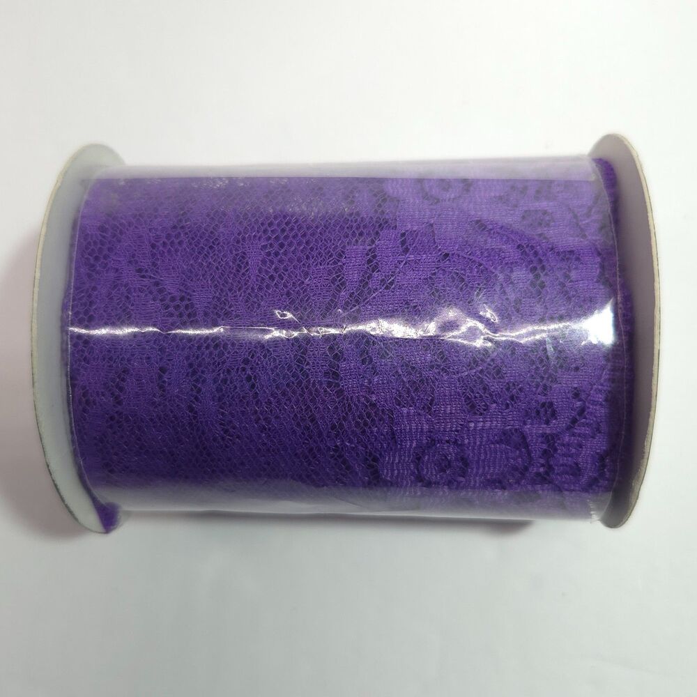 Purple Lace Ribbon Decorative Trim 3.5 in x 2 yd Merchant 41 Sewing Craft Spool